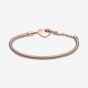 PANDORA 14ct Rose Gold Plated Heart T-Bar Chain Bracelet 589285C00