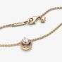 PANDORA 14ct Gold Plated Sparkling Round Halo Necklace 361174C01-45
