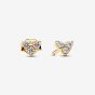 PANDORA 14ct Gold Plated Triple Stone Heart Stud Earrings 263003C01