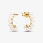 PANDORA 14ct Gold Plated Freshwater Pearl Hoop Earrings 263179C01