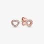 PANDORA 14ct Rose Gold Plated Open Heart Stud Earrings 280528CZ