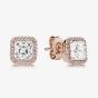 PANDORA Timeless 14ct Rose Gold Plated Square Halo Earrings 280591CZ