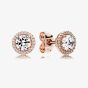 PANDORA 14ct Rose Gold Plated Round Sparkle Halo Earrings 286272CZ