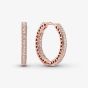 PANDORA 14ct Rose Gold Plated Sparkle Hearts Hoop Earrings 286318CZ