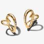 PANDORA 14ct Gold Plated Organically Shaped Stone-Set Heart Hoop Earrings 264664C01