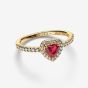 Pandora 14ct Gold Plated Red Crystal Elevated Heart Ring 168421C02