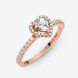 Pandora 14ct Rose Gold Plated Elevated Heart Ring 188421C02