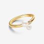 PANDORA 14ct Gold Plated Freshwater Pearl Duo Ring 163156C01