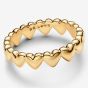 PANDORA 14ct Gold Plated Row Of Hearts Ring 163427C00