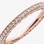 PANDORA 14ct Rose Gold Plated Sparkle Hearts Ring 180963CZ