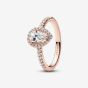 PANDORA 14ct Rose Gold Plated Sparkling Pear Halo Ring 182835C01