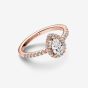 PANDORA 14ct Rose Gold Plated Sparkling Pear Halo Ring 182835C01