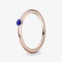 PANDORA 14ct Rose Gold Plated Stellar Blue Ring 189259C04