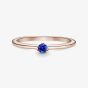 PANDORA 14ct Rose Gold Plated Stellar Blue Ring 189259C04