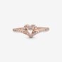 PANDORA 14ct Rose Gold Plated Heart Wishbone Ring 189302C01