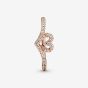 PANDORA 14ct Rose Gold Plated Heart Wishbone Ring 189302C01