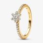 PANDORA 14ct Gold Plated Sparkling Flower Ring 164499C01