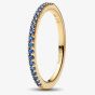 PANDORA 14ct Gold-Plated Sparkling Blue Cubic Zirconia Half Eternity Ring 162999C02
