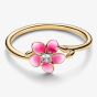 PANDORA 14ct Gold Plated Disney Moana Flower Ring 163844C01