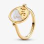 PANDORA 14ct Yellow Gold Plated & Mother of Pearl Pegasus Reversible Medallion Ring 164812C01