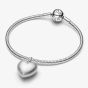 PANDORA Platinum Plated Matte Puffy Heart Dangle Charm 734908C00