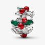 PANDORA Platinum Plated Christmas Holly Charm 734974C01