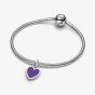 PANDORA Platinum Plated Purple Heart Dangle Charm 735088C02