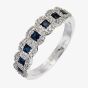 18ct White Gold Sapphire and Diamond Halo Half Eternity Ring 18DR244-S-W