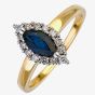 18ct Gold Diamond Sapphire marquise Cluster Ring 18DR256-S-2C