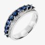 18ct White Gold Diamond Sapphire Three Row Ring 18DR264-S-W