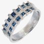 18ct White Gold Diamond Sapphire Check Ring 18DR278-S-W
