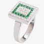 18ct White Gold Diamond Emerald Square Cluster Ring 18DR284-E-W