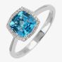 18ct White Gold Diamond Topaz Square Cluster Ring 18DR287-W