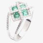 18ct White Gold Diamond Emerald Square Fancy Ring 18DR313-E-W