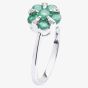 18ct White Gold Diamond Emerald Flower Ring 18DR348-E-W