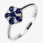 18ct White Gold Sapphire and Diamond Flower Cluster Ring 18DR348-S-W