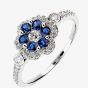 18ct White Gold Diamond Sapphire Flower Cluster Ring 18DR349-S-W
