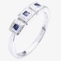 18ct White Gold Triple Square Sapphire Diamond Ring 18DR369-S-W