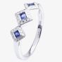 18ct White Gold Triple Sapphire Diamond Cluster Ring 18DR371-S-W