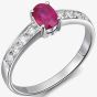18ct White Gold Diamond Shouldered Oval Ruby Ring 18DR378-R-W