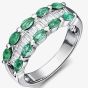 18ct White Gold Emerald Diamond Three Row Ring 18DR395-E-W