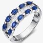 18ct White Gold Baguette Cut Diamond Sapphire Ring 18DR395-S-W