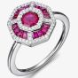 18ct White Gold Ruby and Diamond Fancy Cluster Ring 18DR396-R-W