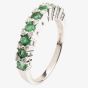 18ct White Gold Diamond Emerald Half Eternity Ring 18DR432-E-W