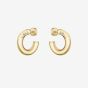 BOSS Gold Tone Crystal Logo Hoop Earrings 1580690
