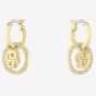BOSS Double B Divine Gold Tone Drop Huggie Hoop Earrings 1580821