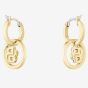 BOSS Double B Divine Gold Tone Drop Huggie Hoop Earrings 1580821