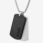 BOSS Devon Stainless Steel Black Leather Dog Tag Necklace 1580760