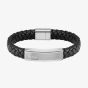 BOSS Lander Black Leather Braided Logo Bracelet 1580178M