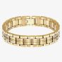 BOSS Emblem Yellow Gold Tone Plated Stainless Steel Multi Link Bracelet 1580887